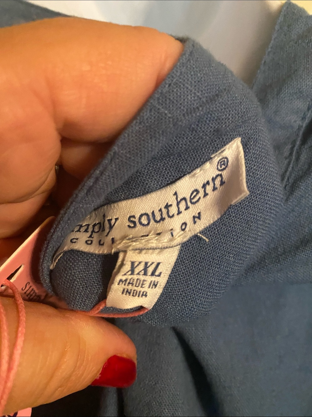 Simply Southern Blue Midi Dress with White Palm Embroidery xxl - Picture 8 of 8